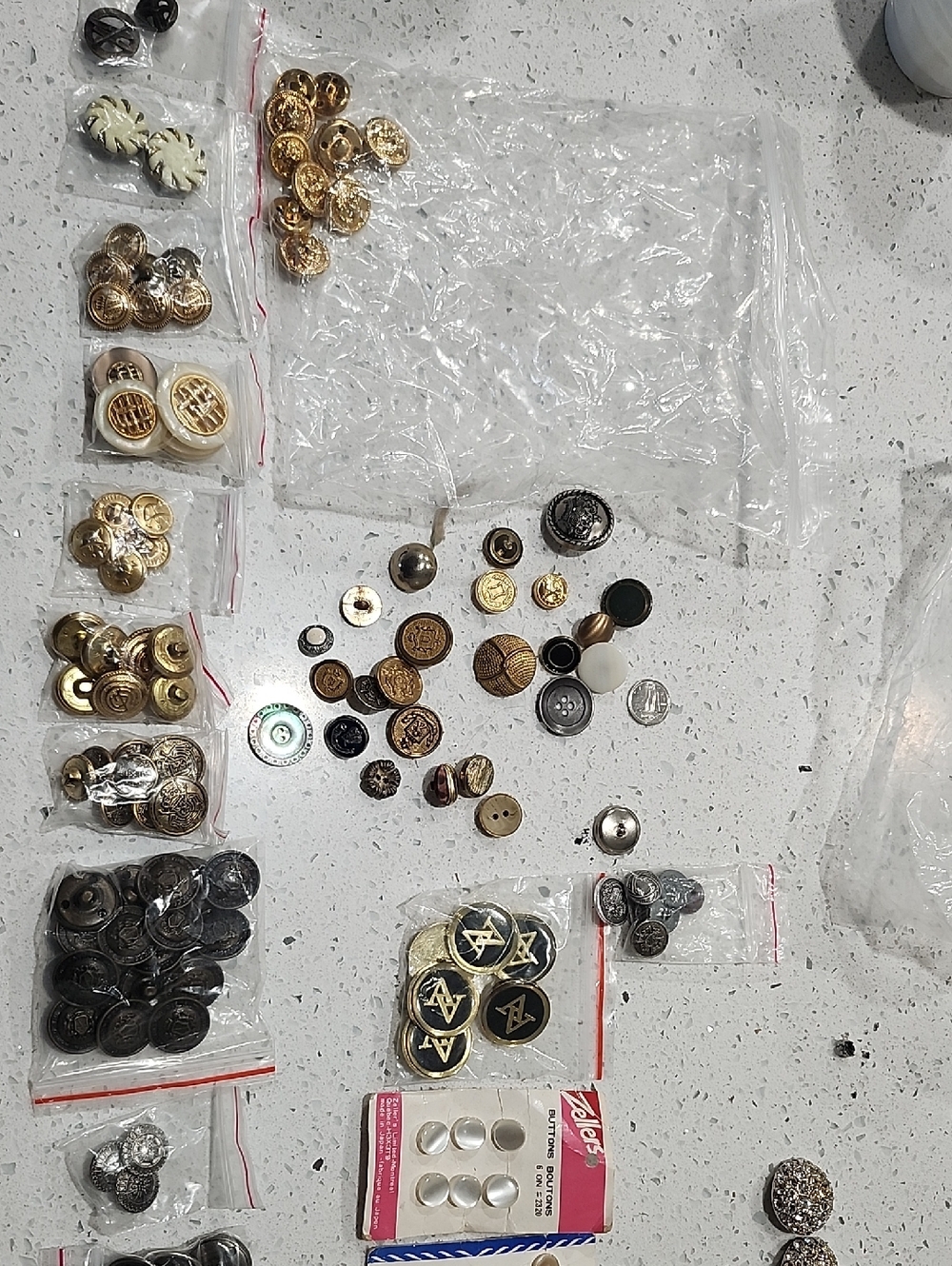 Assorted Metal Buttons and Decorative Shank Buttons - Gold, Silver, Black
